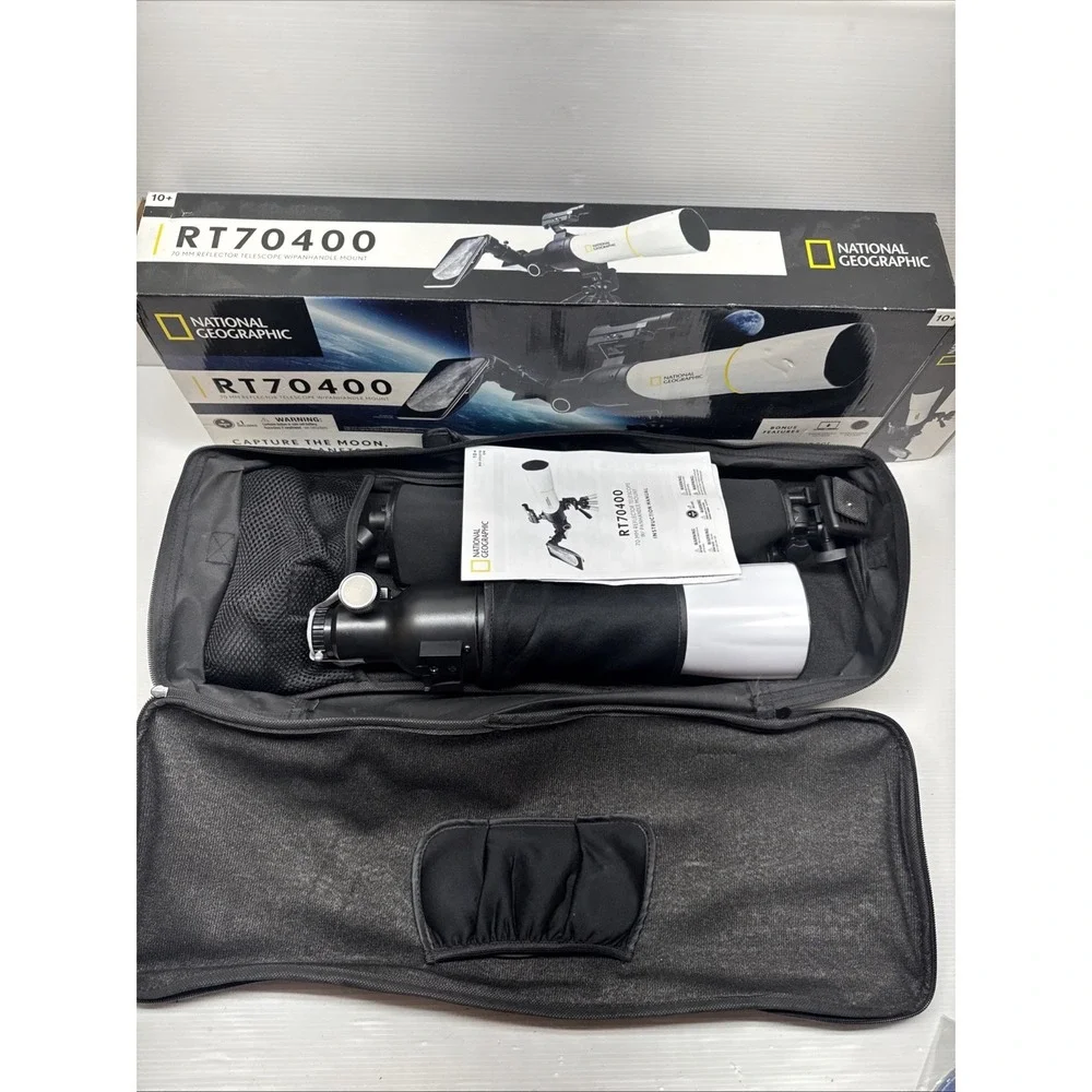 National Geographic RT70400 70mm Reflector Telescope Panhandle Mount White Black